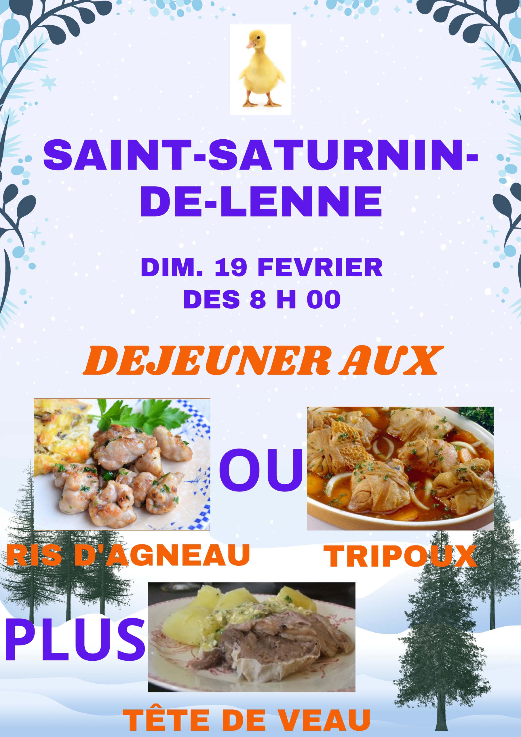 Lire la suite à propos de l’article [DIM. 19 FEV.] DEJEUNER AUX TRIPOUX… OU RIS D’AGNEAU !