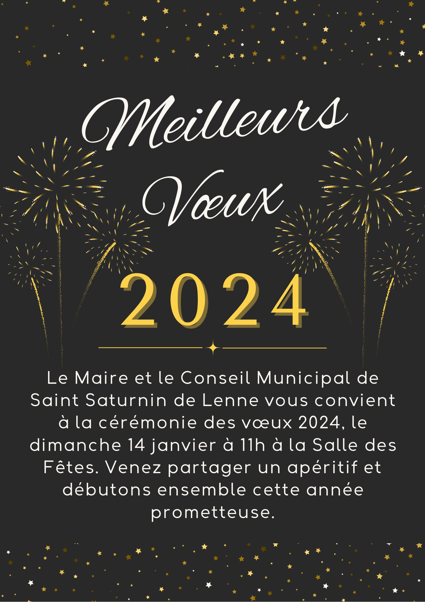 Lire la suite à propos de l’article Vœux de la municipalité le Dimanche 14 janvier 2024 à 11h