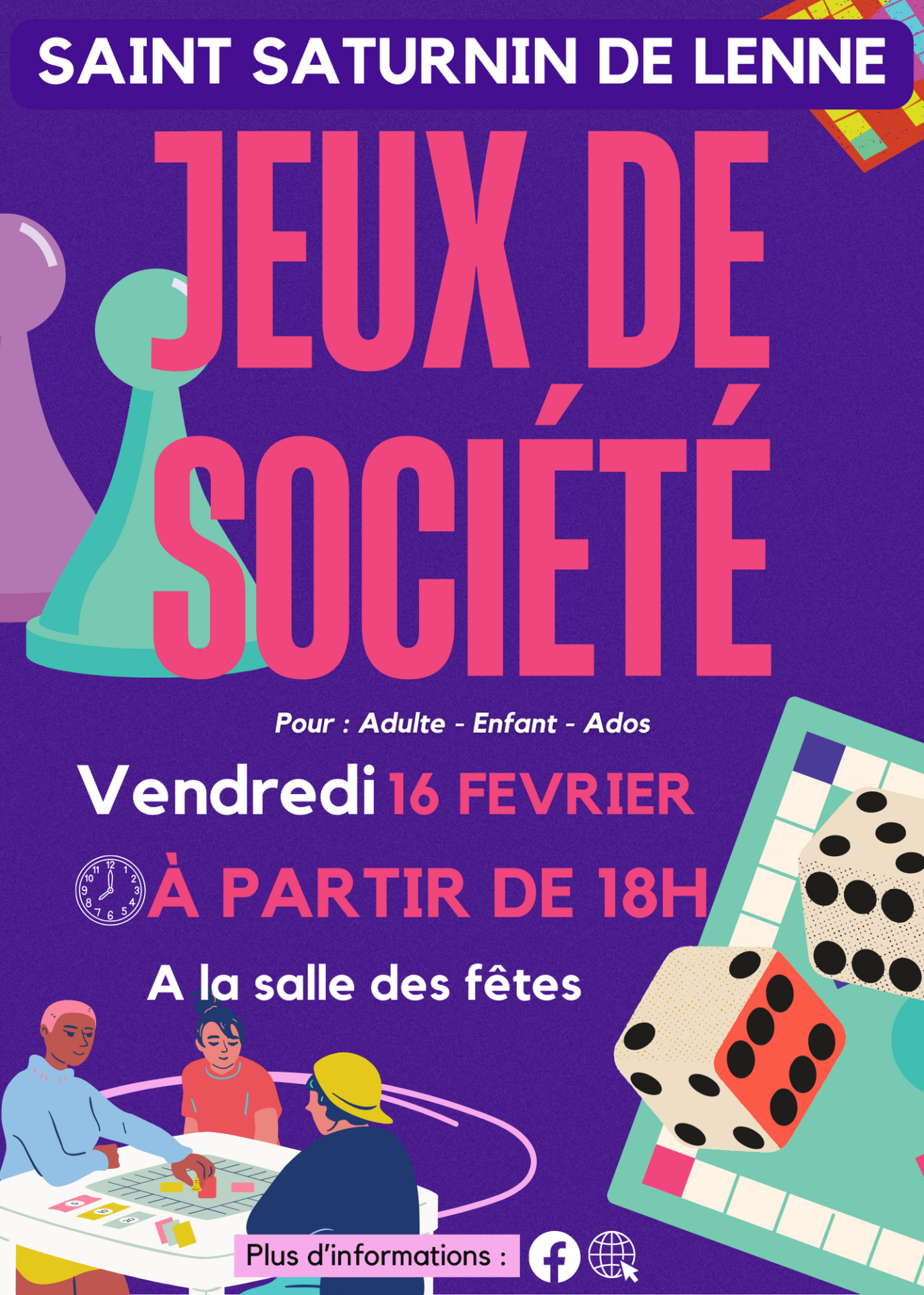 Lire la suite à propos de l’article Jeux de société le 16 février à la salle des fêtes