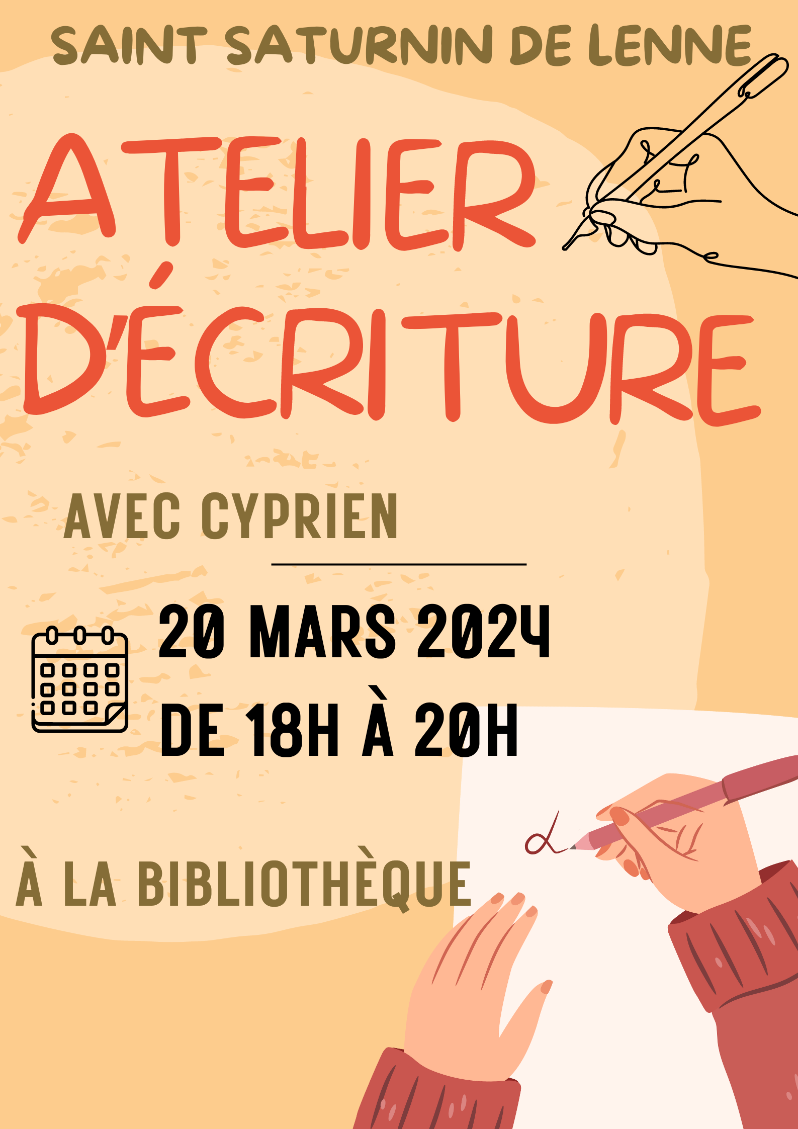 Lire la suite à propos de l’article Atelier d’écriture à la salle de la bibliothèque 20 Mars